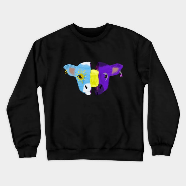 Space cow Crewneck Sweatshirt by rachelaranha